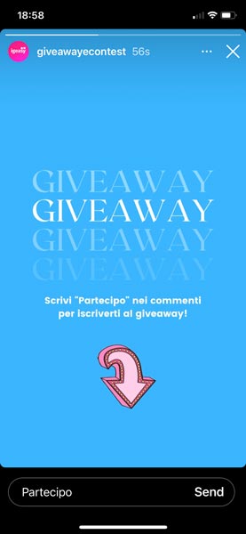 giveaway storie instagram